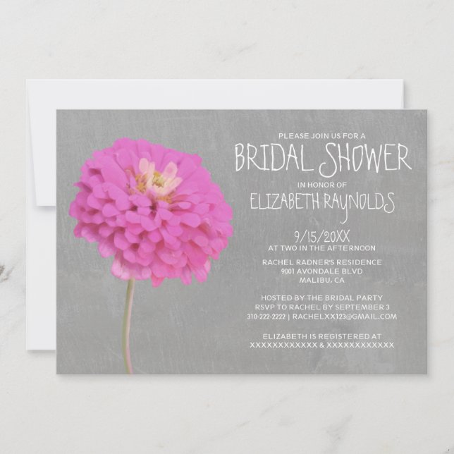 Invitaciones a la ducha nupcial de Zinnias (Anverso)