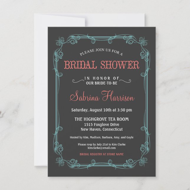 Invitaciones a la ducha nupcial en Chalkboard (Anverso)
