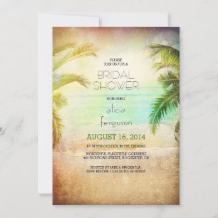 Invitaciones a la ducha nupcial en la playa.