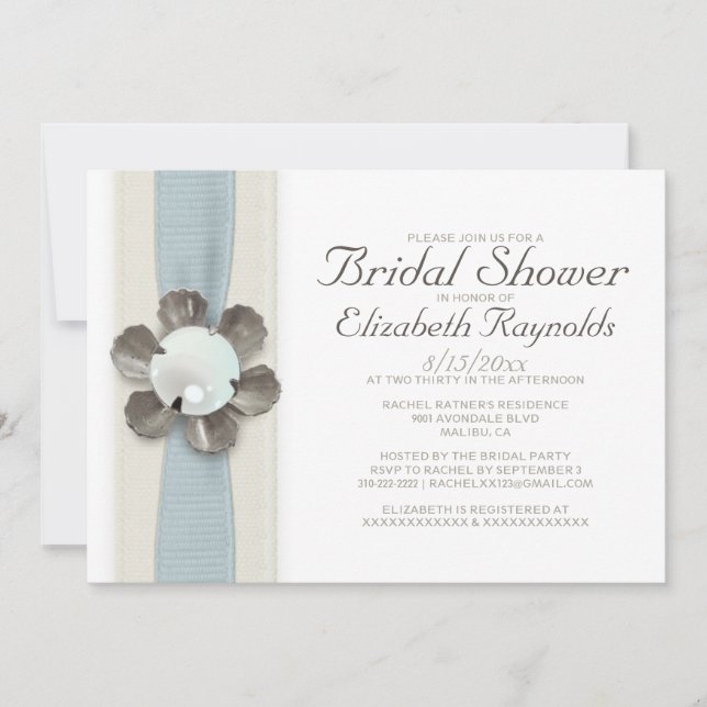 Invitaciones a la ducha nupcial Lace y Pearls (Anverso)