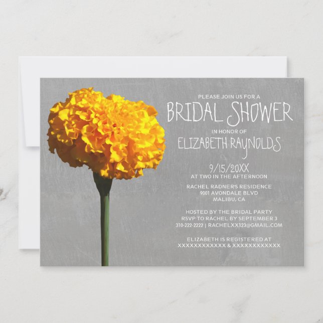 Invitaciones a la ducha nupcial Marigold (Anverso)