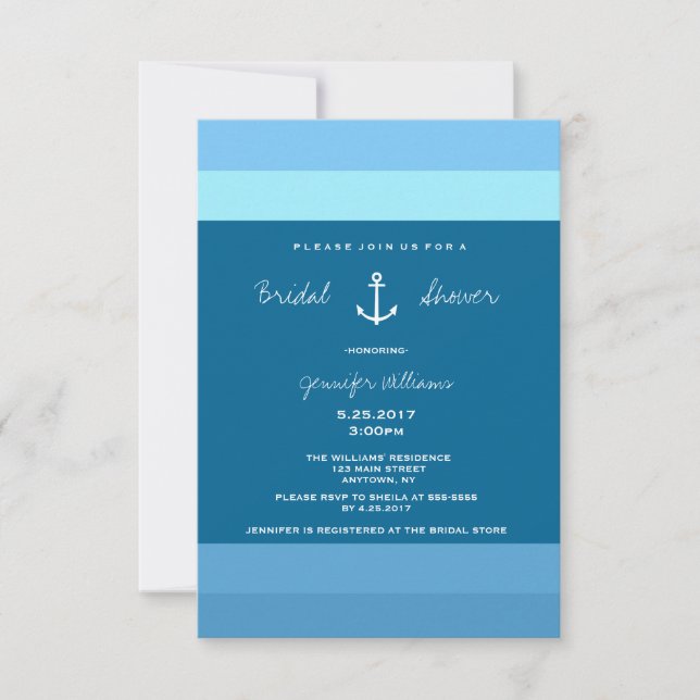 Invitaciones a la ducha nupcial náutica (Anverso)