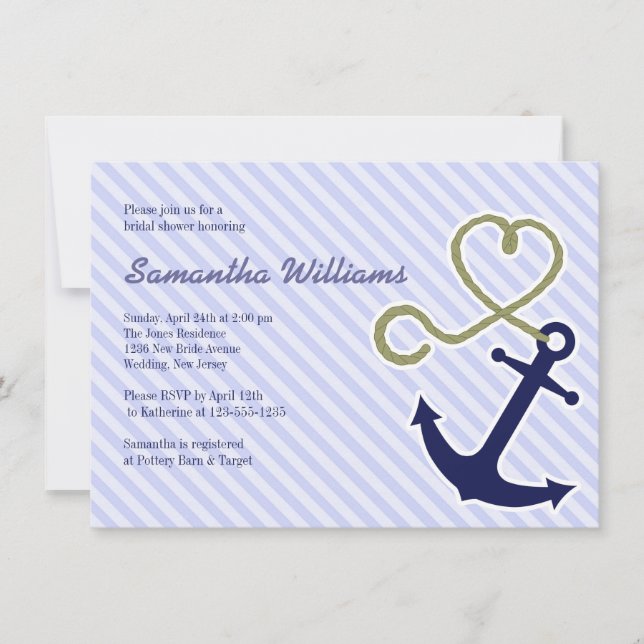 Invitaciones a la ducha nupcial náutica (Anverso)