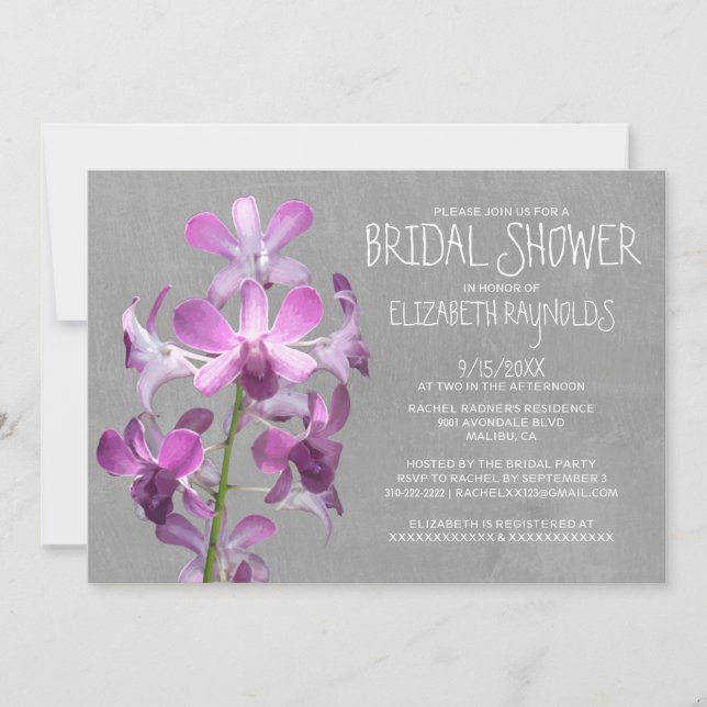 Invitaciones a la ducha nupcial Orquídea (Anverso)