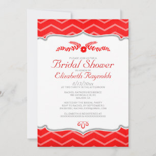 Invitaciones a la ducha nupcial Red Zigzag