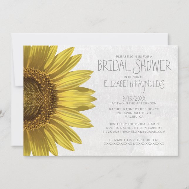 Invitaciones a la ducha nupcial Sunflower (Anverso)