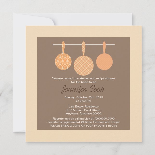 Invitaciones a la ducha nupcial Tema de cocina (Anverso)