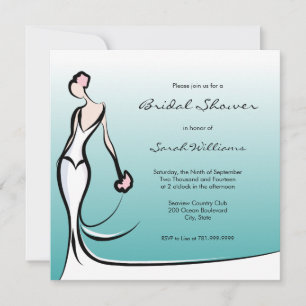 Invitaciones a la ducha nupcial turquesa Ombre