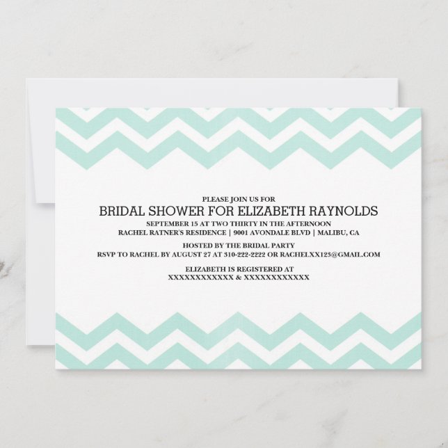 Invitaciones a la ducha nupcial Zigzag (Anverso)