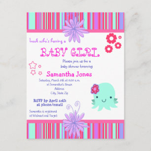 Invitaciones a la ducha Octopus Pink Baby