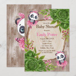 Invitaciones a la ducha Panda Bear Bear Tutu Rosa