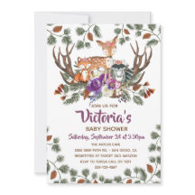 Invitaciones a la ducha para animales de bosque de