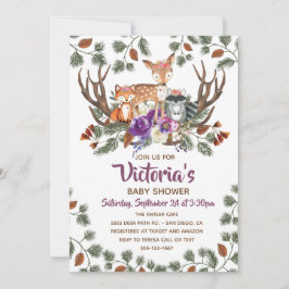 Invitaciones a la ducha para animales de bosque de