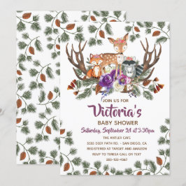Invitaciones a la ducha para animales de bosque de