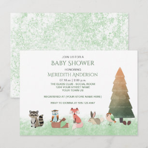 Invitaciones a la ducha para animales de Woodland