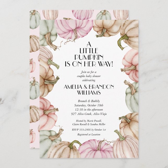 Invitaciones a la ducha para bebé Chica de las cal (Anverso / Reverso)