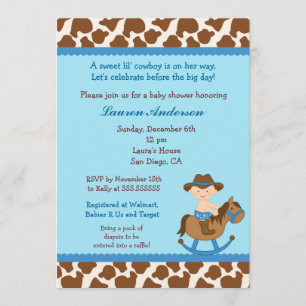 Invitaciones a la ducha para bebé Cowboy