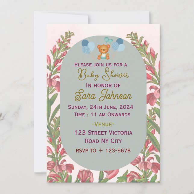 Invitaciones a la ducha para bebés (Anverso)