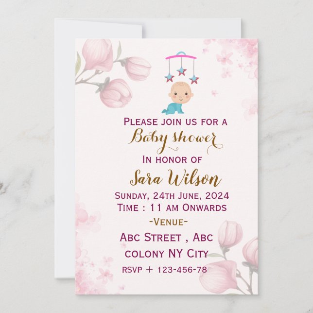 Invitaciones a la ducha para bebés (Anverso)