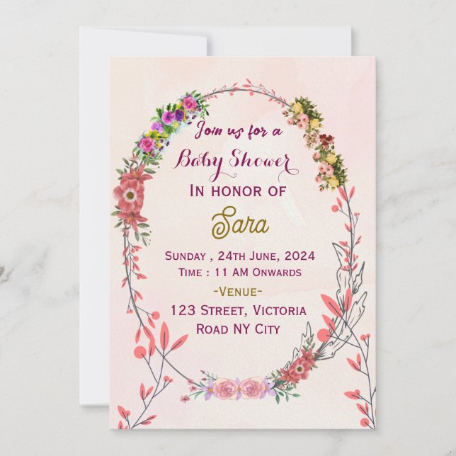 Invitaciones a la ducha para bebés (Anverso)