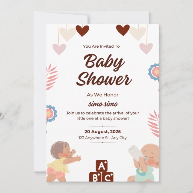 Invitaciones a la ducha para bebés (Anverso)