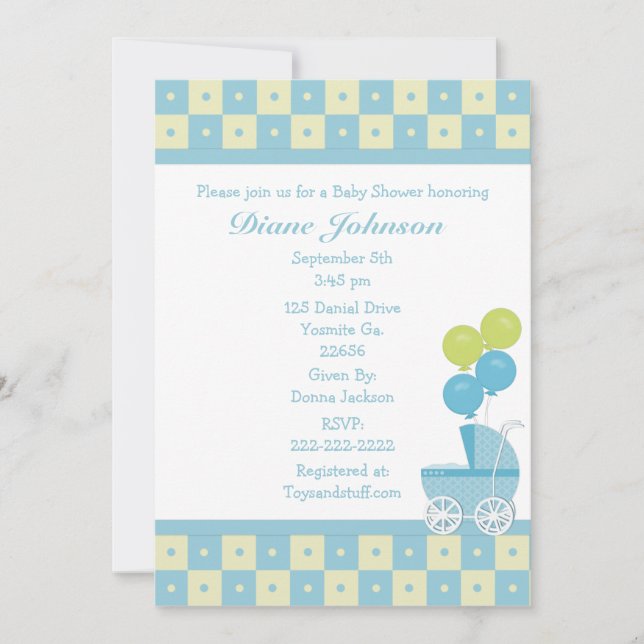 Invitaciones a la ducha para bebés (Anverso)