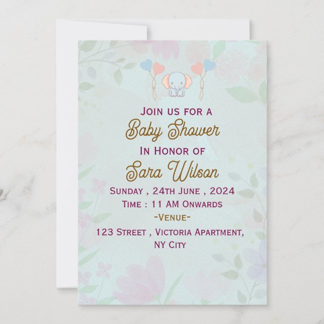 Invitaciones a la ducha para bebés (Anverso)