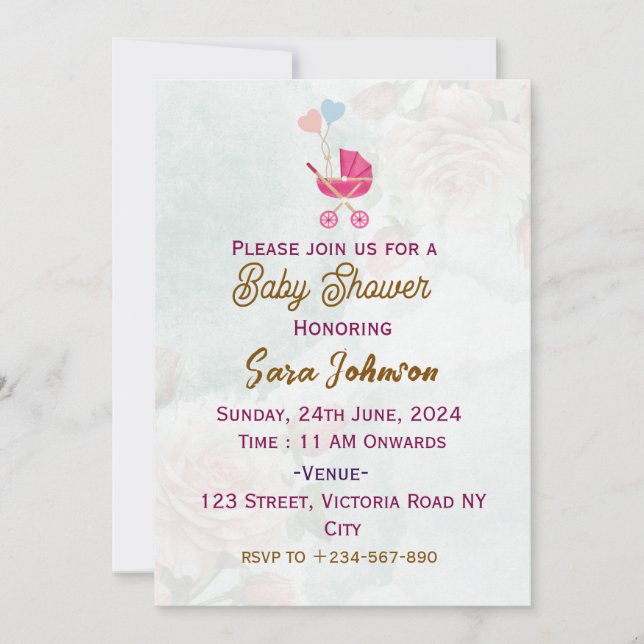Invitaciones a la ducha para bebés (Anverso)