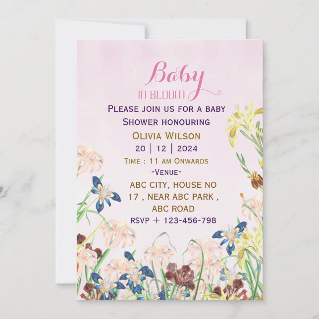 Invitaciones a la ducha para bebés (Anverso)