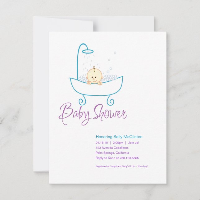 Invitaciones A La Ducha Para Bebés (Anverso)