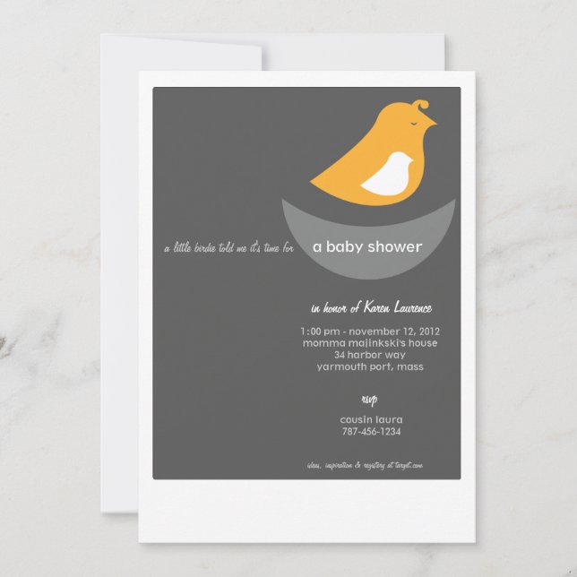 Invitaciones a la ducha para bebés - Ave moderna (Anverso)