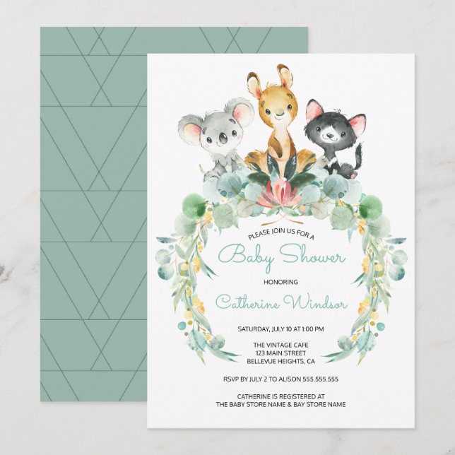 Invitaciones a la ducha para bebés | Bebés de selv (Anverso / Reverso)