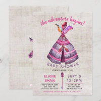 Invitaciones a la ducha para bebés Boho TeePee