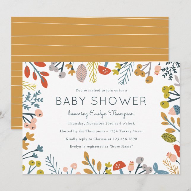 Invitaciones a la ducha para bebés botánicos de ot (Anverso / Reverso)
