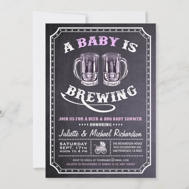 Invitaciones a la ducha para bebés (Chica) (Anverso)