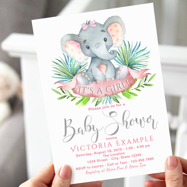 Invitación de la ducha del bebé del elefante