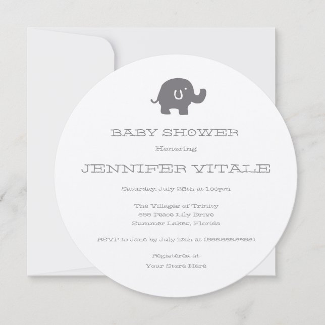 Invitaciones a la ducha para bebés con elefante li (Anverso)