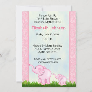 Invitaciones a la ducha para bebés con elefantes r
