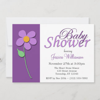 Invitaciones a la ducha para bebés con flores mora