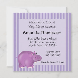 Invitaciones a la ducha para bebés con hipopótamo