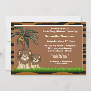 Invitaciones a la ducha para bebés con león para m