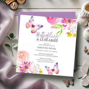 Invitaciones a la ducha para bebés con mariposa