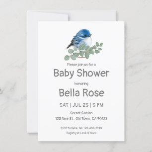 Invitaciones a la ducha para bebés con pájaro azul