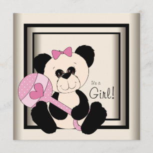Invitaciones a la ducha para bebés con pandas rosa