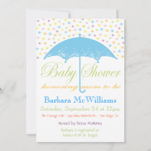 Invitaciones a la ducha para bebés con paraguas