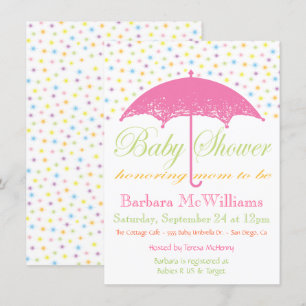 Invitaciones a la ducha para bebés con paraguas