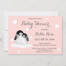 Invitaciones a la ducha para bebés con pingüino de