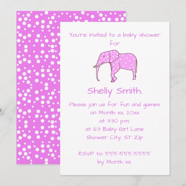 Invitaciones a la ducha para bebés con puntos blan (Anverso / Reverso)