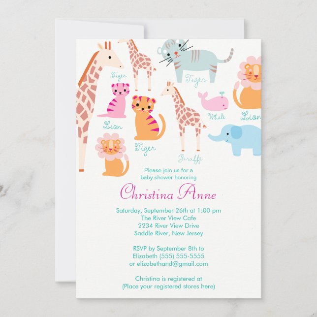 Invitaciones a la ducha para bebés con Safari (Anverso)