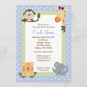 Invitaciones a la ducha para bebés con Safari Blue